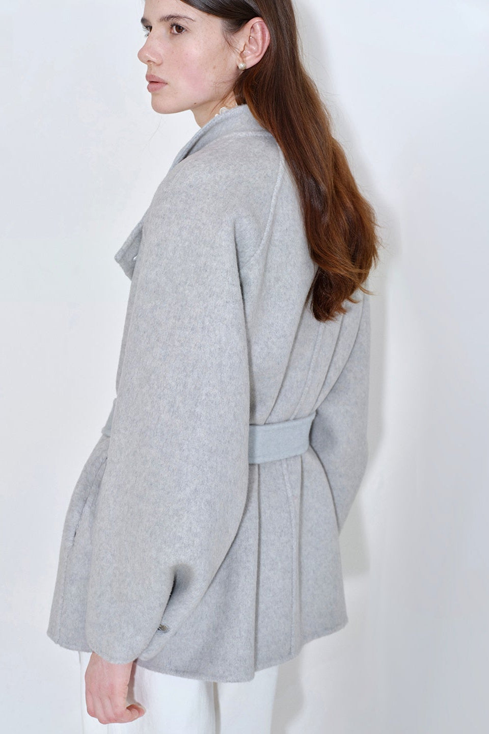 Reversible wool blend half coat B4406