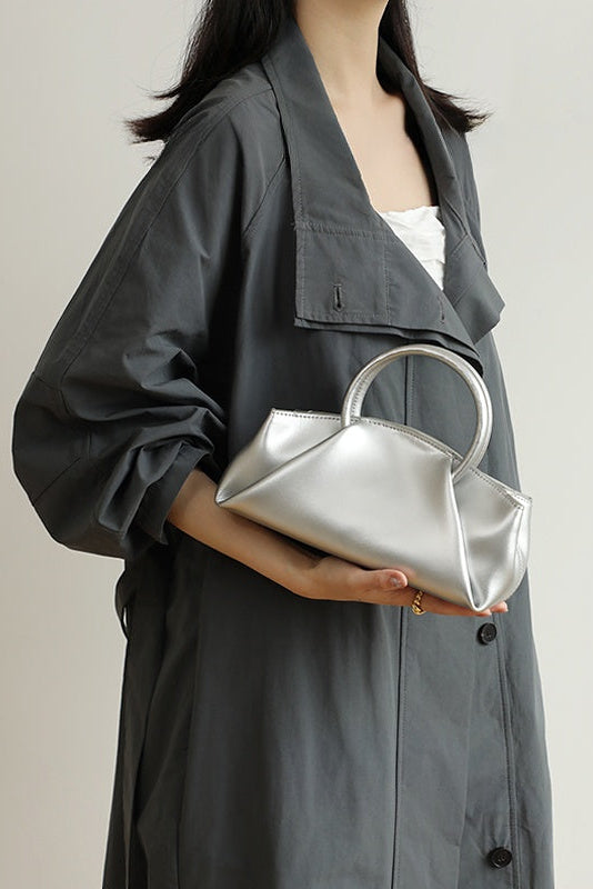 レトロレザーボックスハンドバッグ　B4408