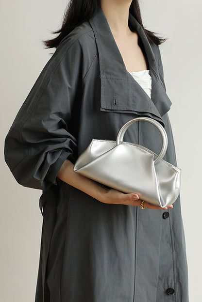 レトロレザーボックスハンドバッグ　B4408