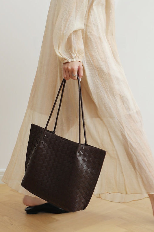 Leather shoulder tote bag B4415