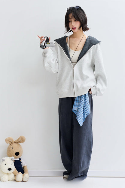 コントラストカラールーズスウェットパーカー　B4430