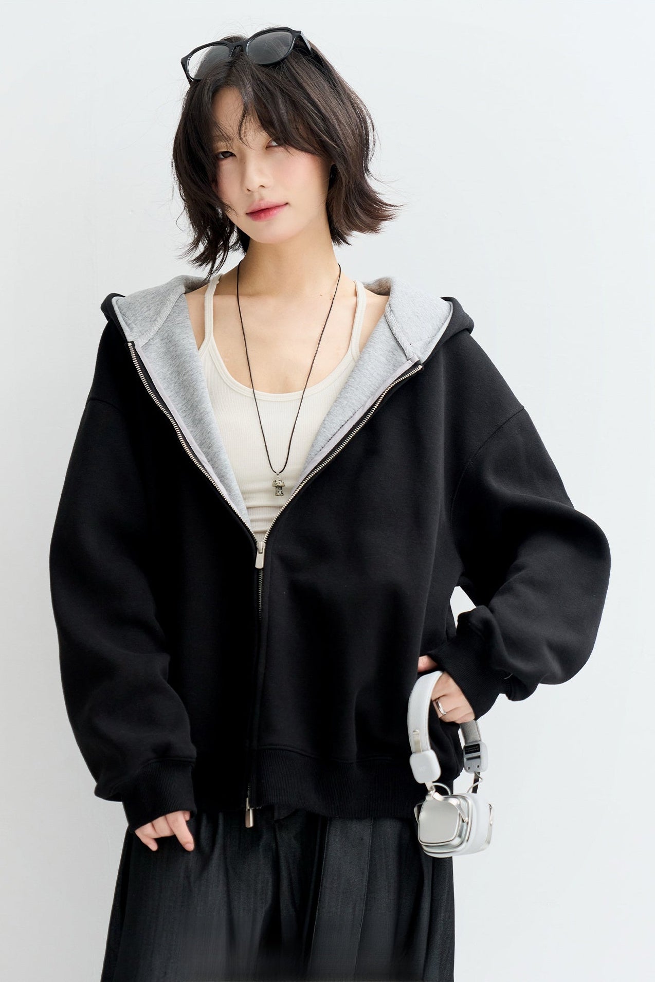 コントラストカラールーズスウェットパーカー　B4430