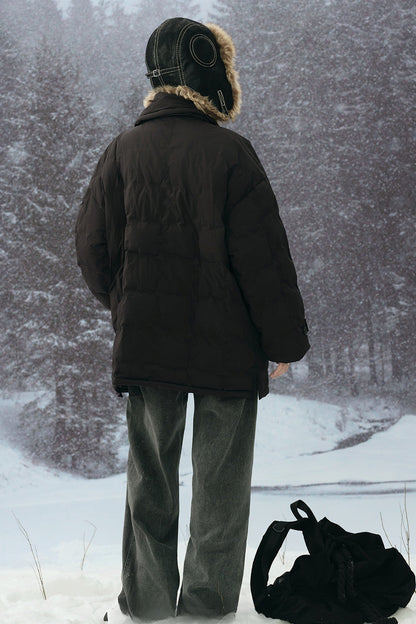 Suit collar mid-length down jacket B4431