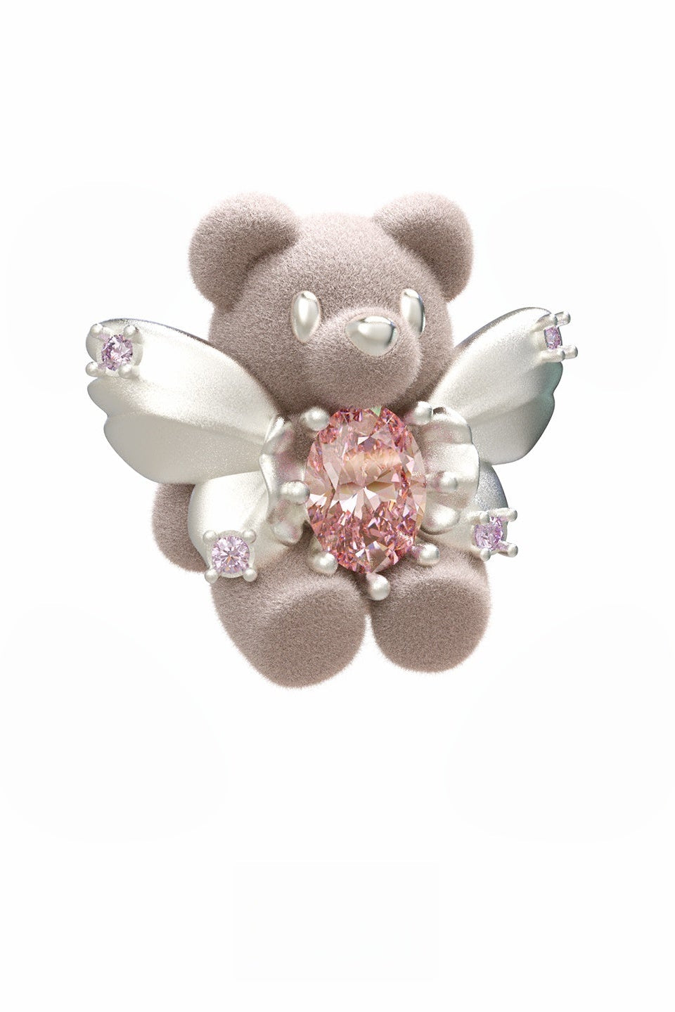 可愛植絨S925小熊耳環 B4462