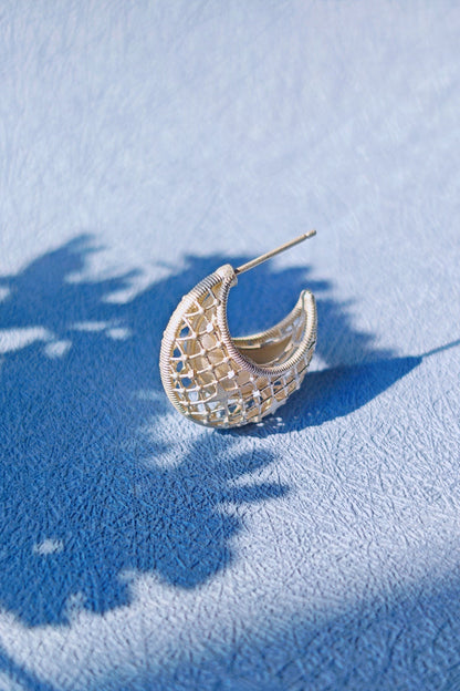 S925 Lace Moon Hoop Earrings B4480