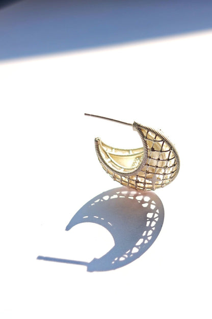 S925 Lace Moon Hoop Earrings B4480