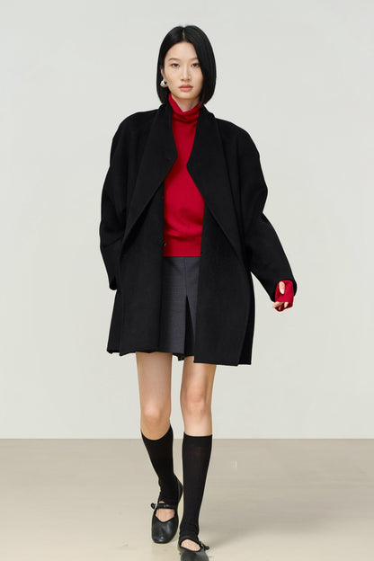 羊絨羊毛高領短袖毛衣，附袖套 B4482