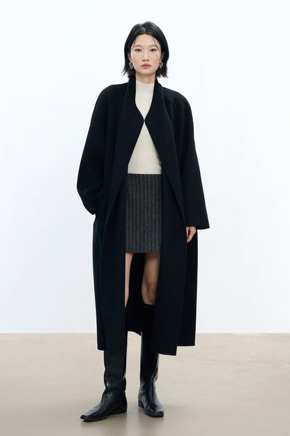 美麗諾羊毛粗呢條紋迷你裙 B4485