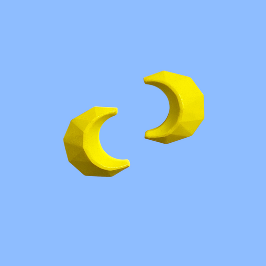 黃月亮多邊形耳環 B1026
