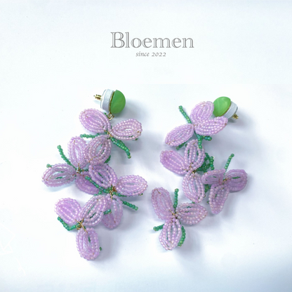 Fantasy Purple Flower Bead Earrings B1101