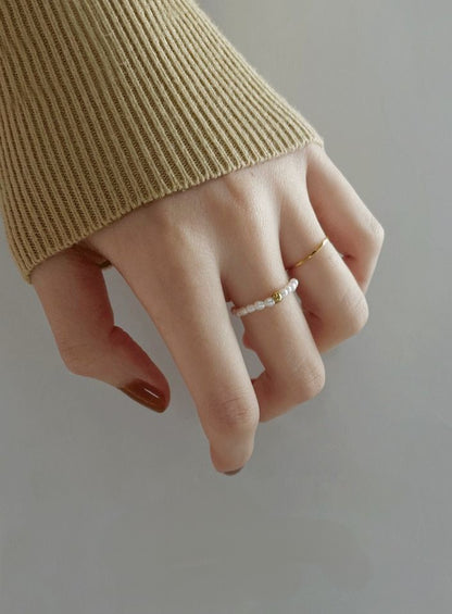 Natural Pearl Gold Bead Ring B1391