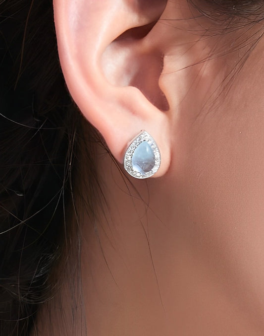 海藍寶石淚滴耳環 B1514
