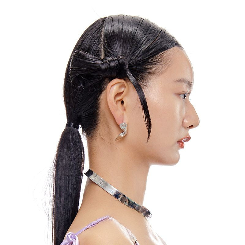 Ribbon Bow Metallic Earrings B1667