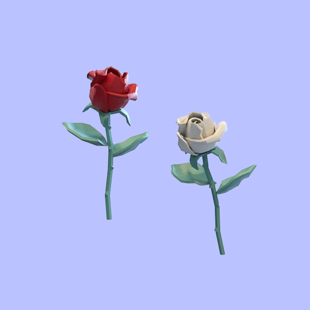 Rose polygon motif earrings B1005