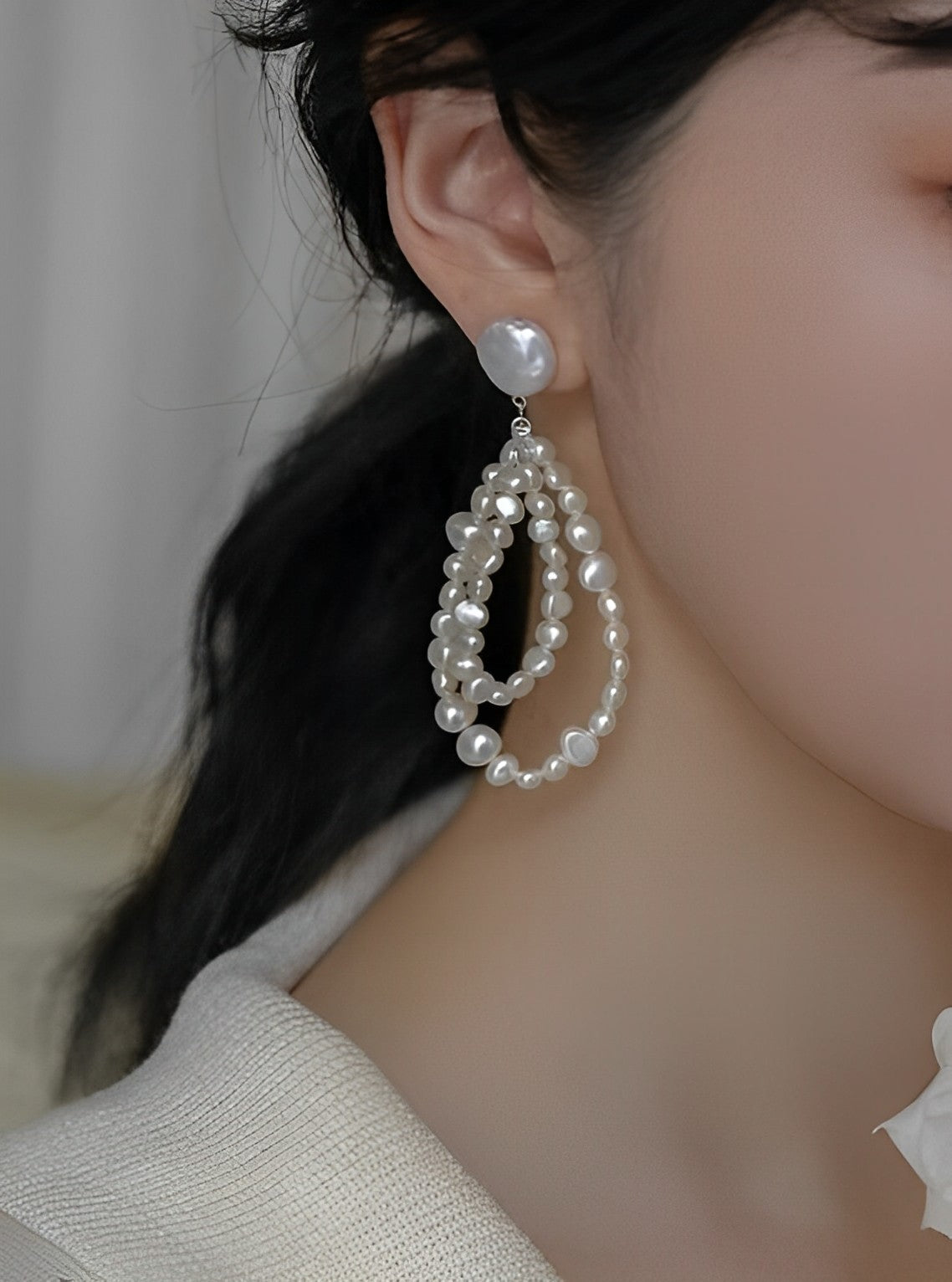 Natural Pearl Drop Earrings B1387