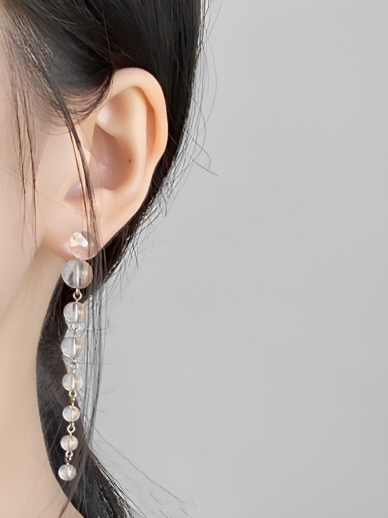 White crystal long earrings B1284
