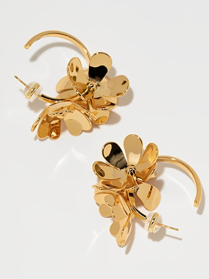 Metal Flower Gold Earrings B1468