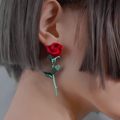 Rose polygon motif earrings B1005