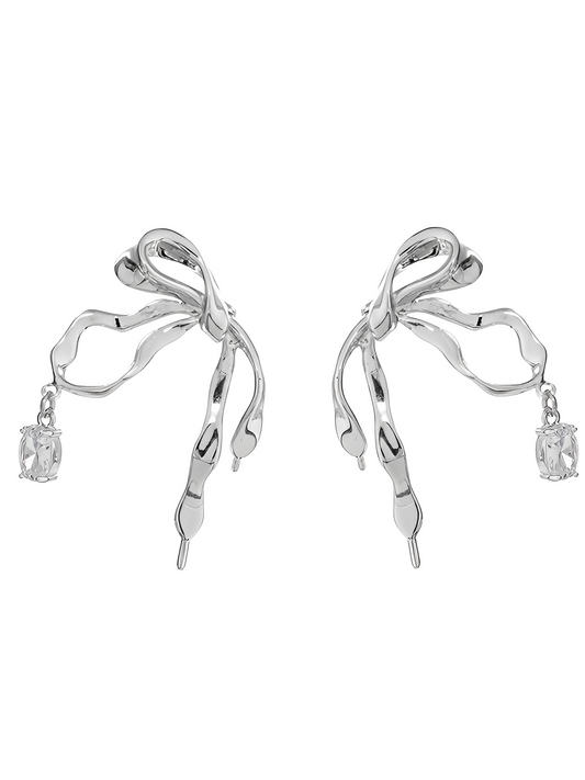 Silver Ribbon Earrings B1513