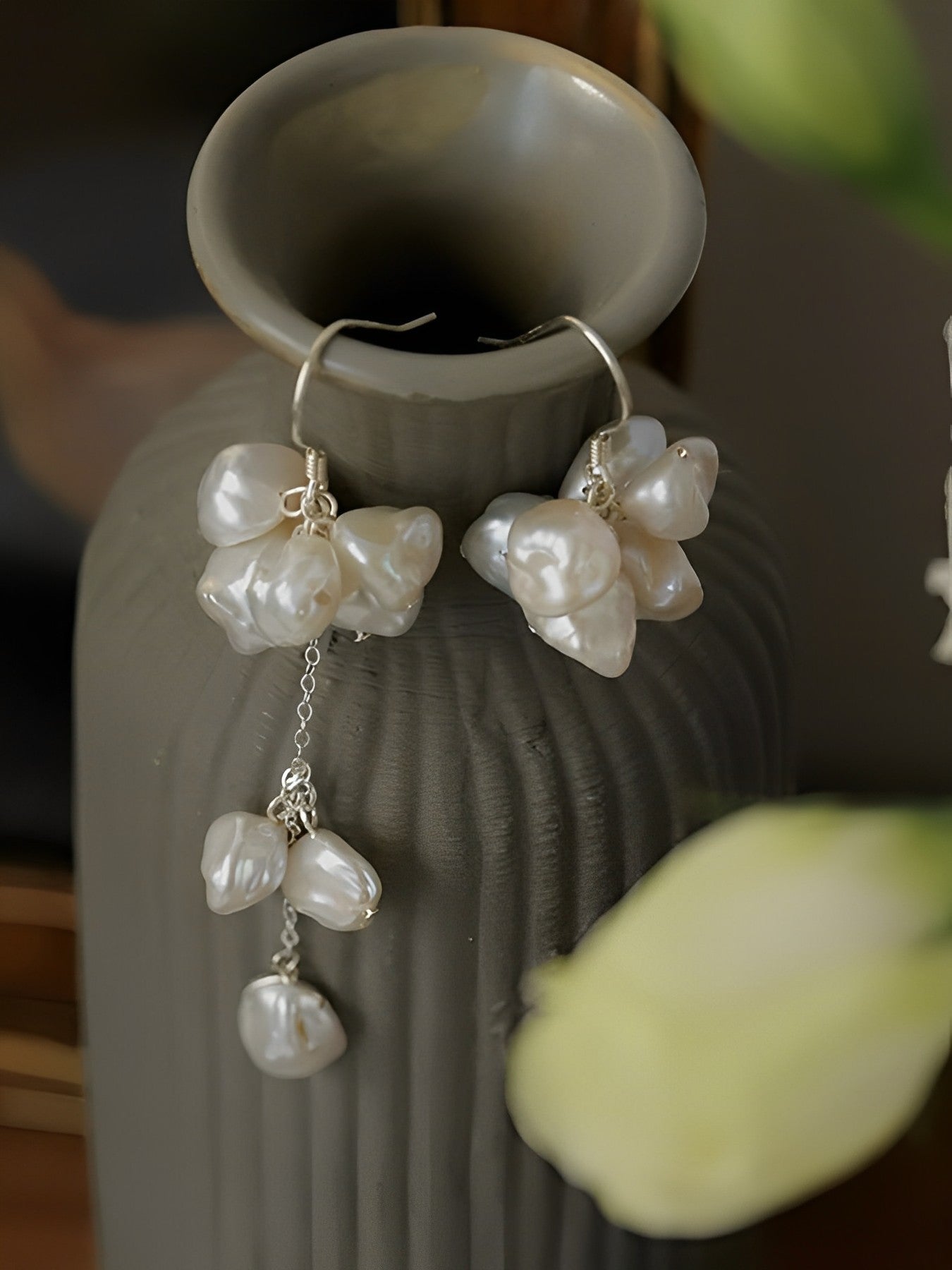Baroque Petal Pearl Earrings B1303