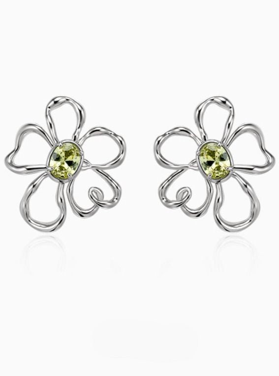 Clear Gem Flower Earrings B1715