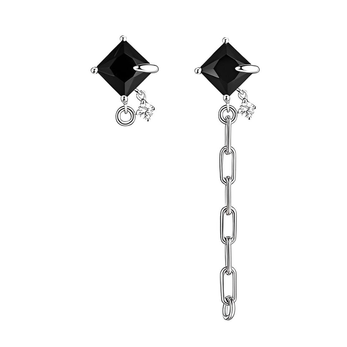 Asymmetric metal chain earrings B1583