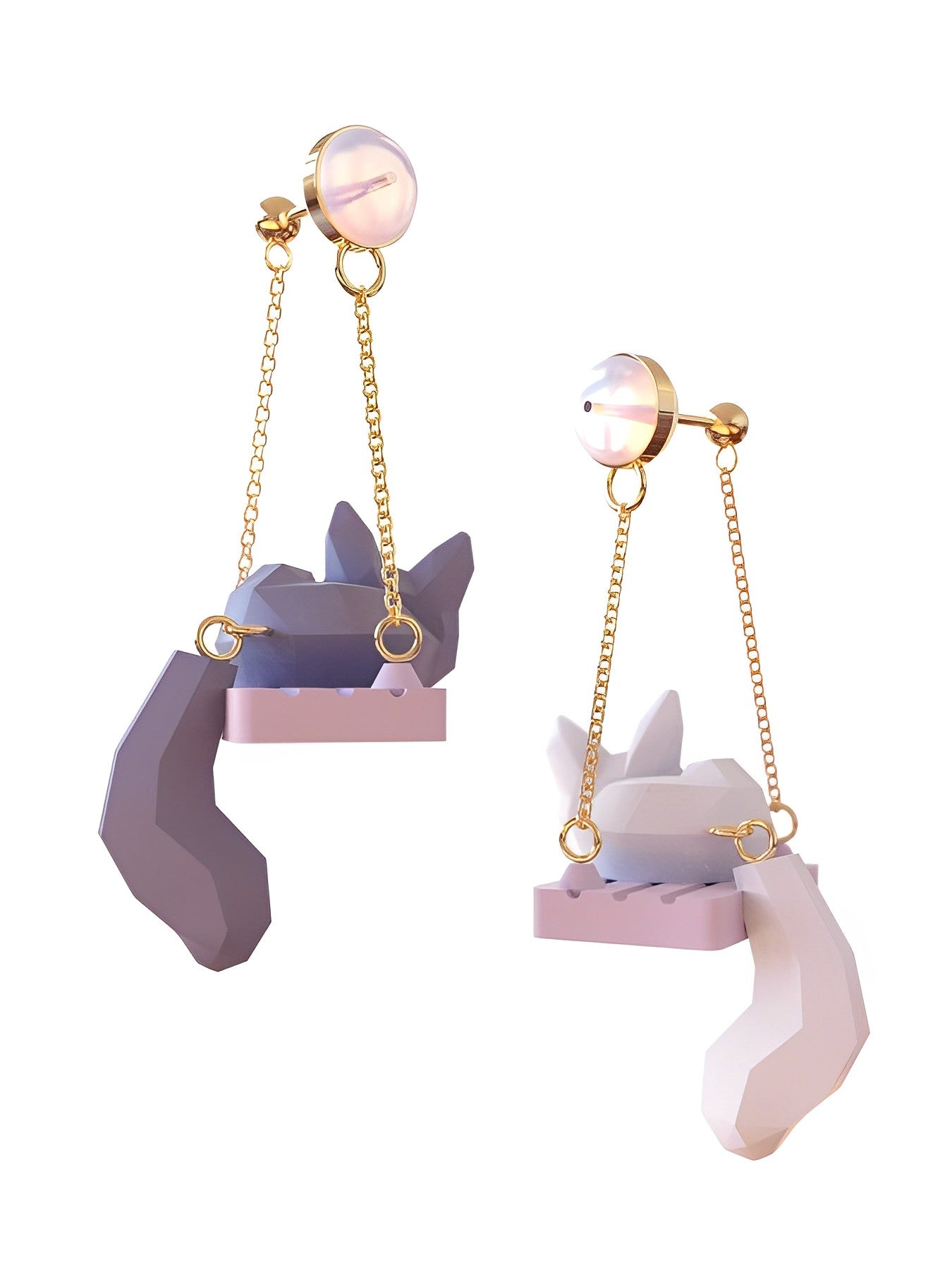 Swing Little Kitty Polygon Earrings B1153