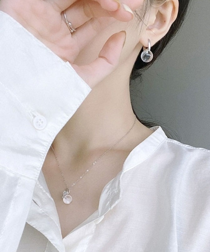 White Crystal Sterling Silver Earrings B1285