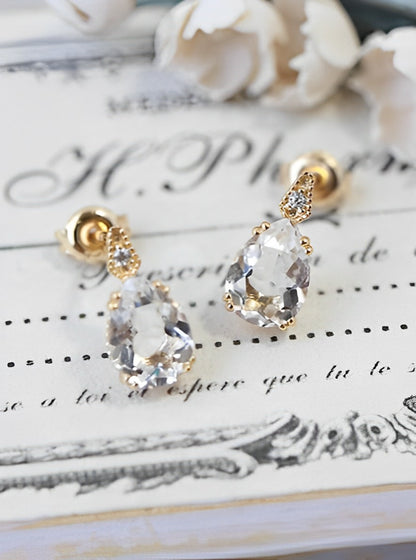White Crystal Drop Earrings B1535