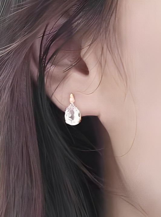 白水晶吊式耳環 B1535