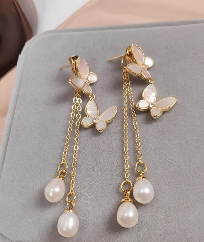 Natural Pearl Butterfly Dio Earrings B1353