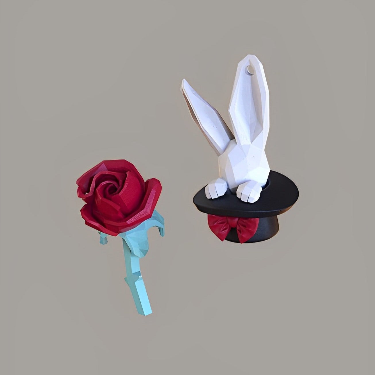 Magic Rose Rabbit Polygon Earrings B1426