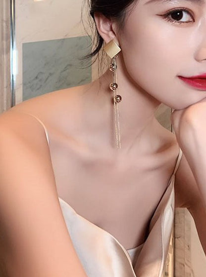 S925 metal ball string earrings B1559