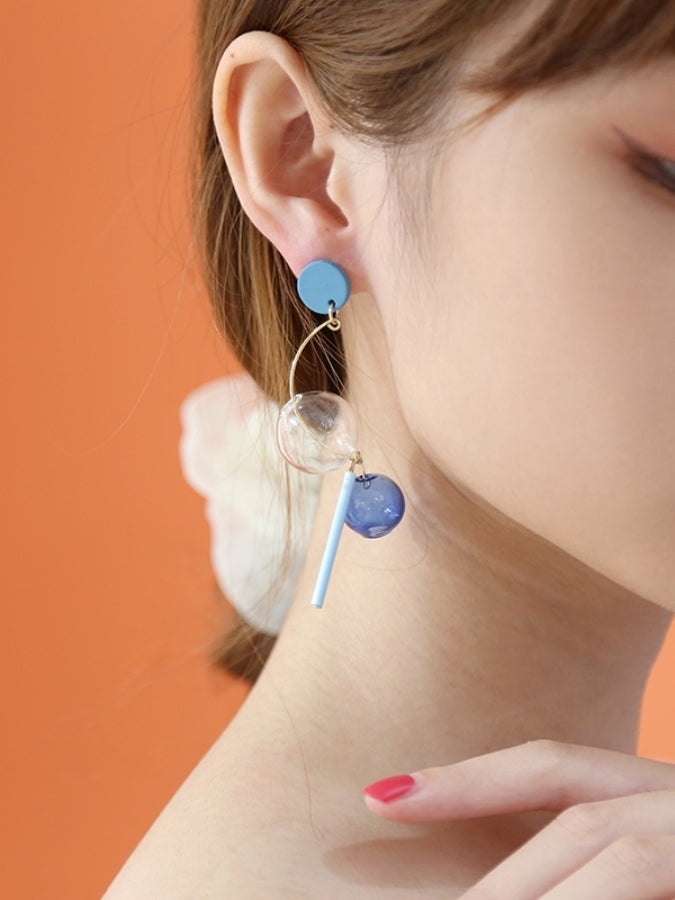 Clear ball bead earrings B1157