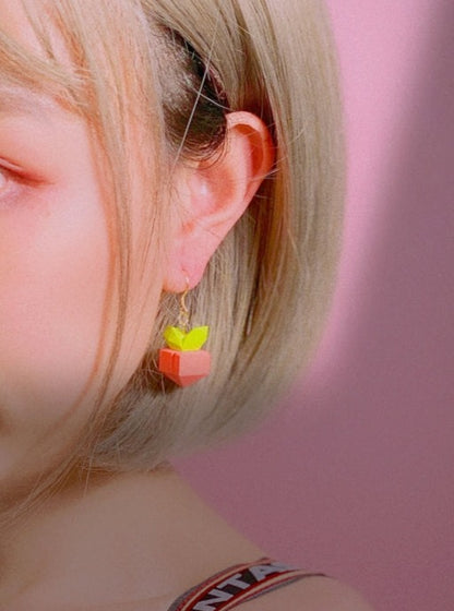Contrast Color Peach Polygon Earrings B1103