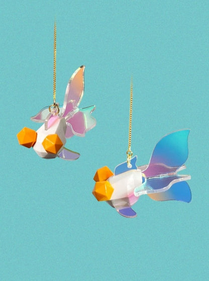 Aurora goldfish polygon earrings B1016