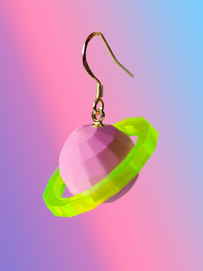 Candy Color Polygon Motif Planet Earrings B1001