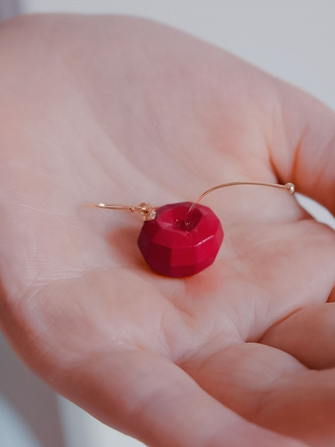 Red Cherry Polygon Earrings B1118