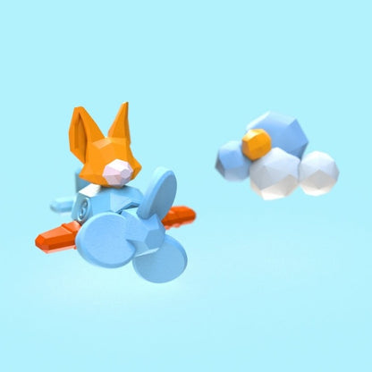 Flying Little Fox Polygon Earrings B1179