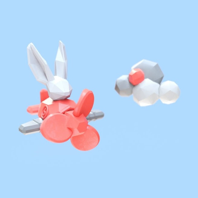 Flying Little Rabbit Polygon Earrings B1181