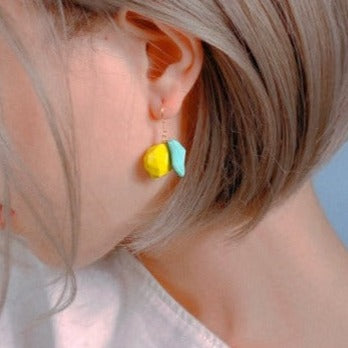 Lemon polygon motif earrings B1003