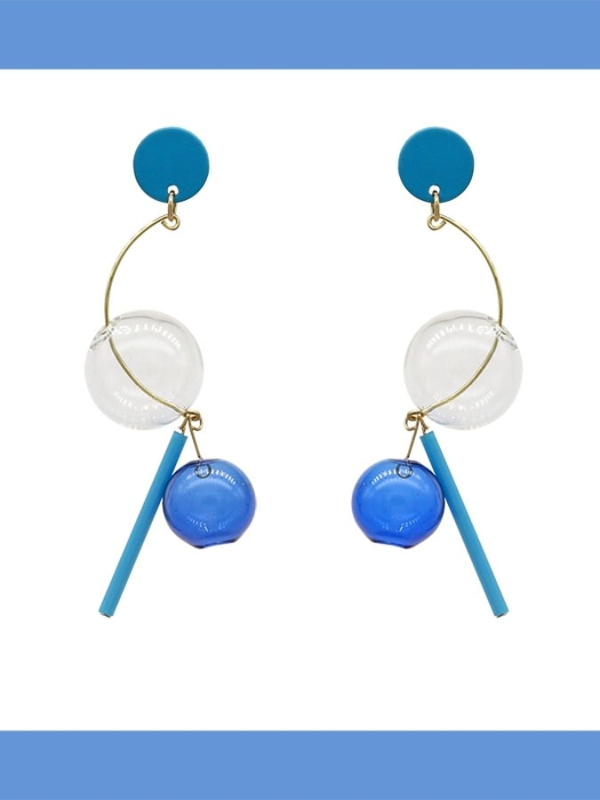 Clear ball bead earrings B1157