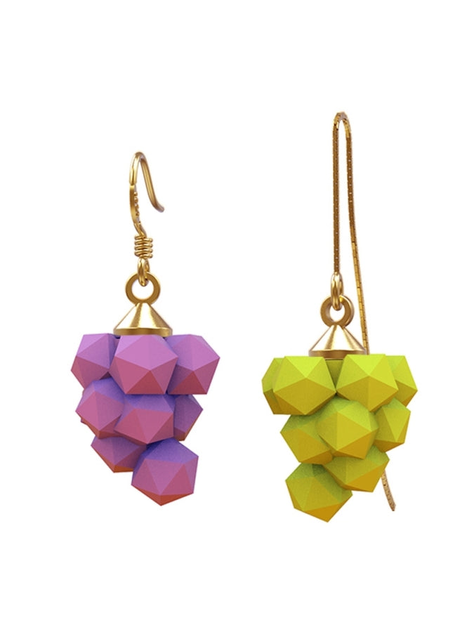 Candy Color Grape Polygon Earrings B1142
