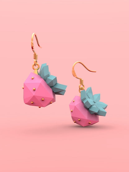 Polygon strawberry earrings B1064