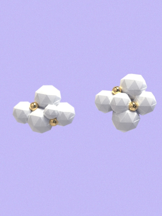 Polygon Cloud Gold Bead Earrings B1139