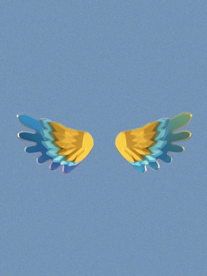 Wing polygon earrings B1150
