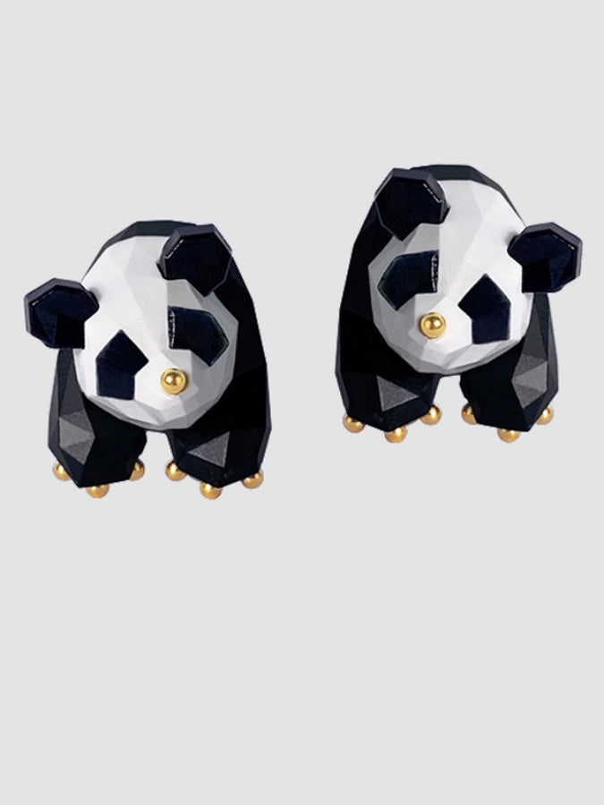 Polygon panda earrings B1138