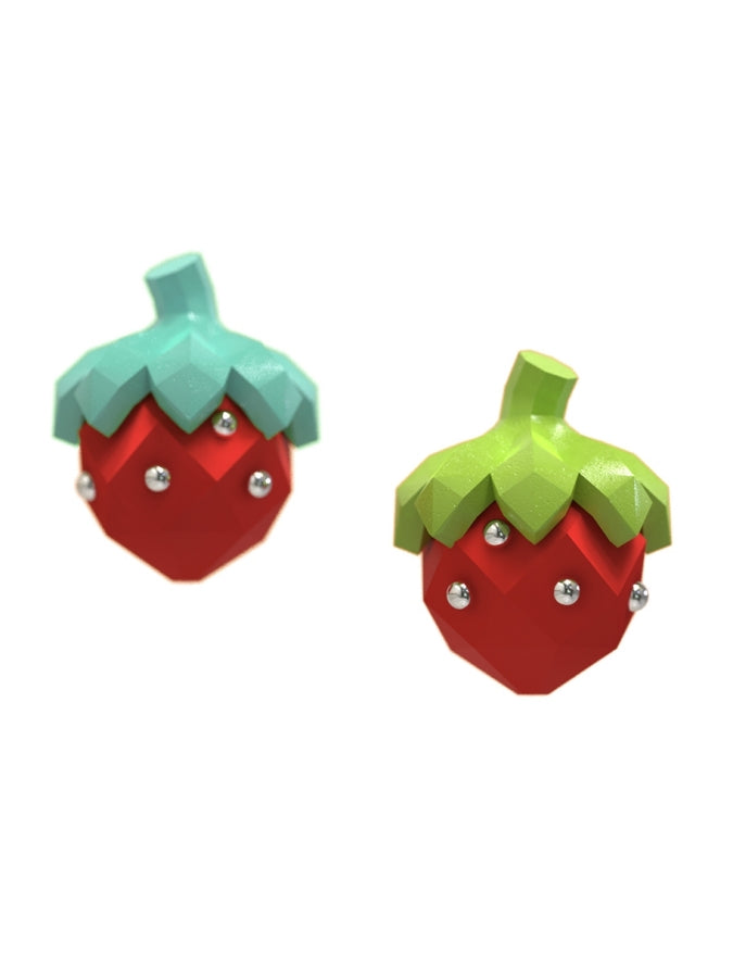 Strawberry Polygon Earrings B1065