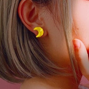 Yellow Moon Polygon Earrings B1026