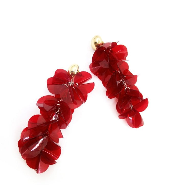 Red Bead Tassel Long Earrings B1013
